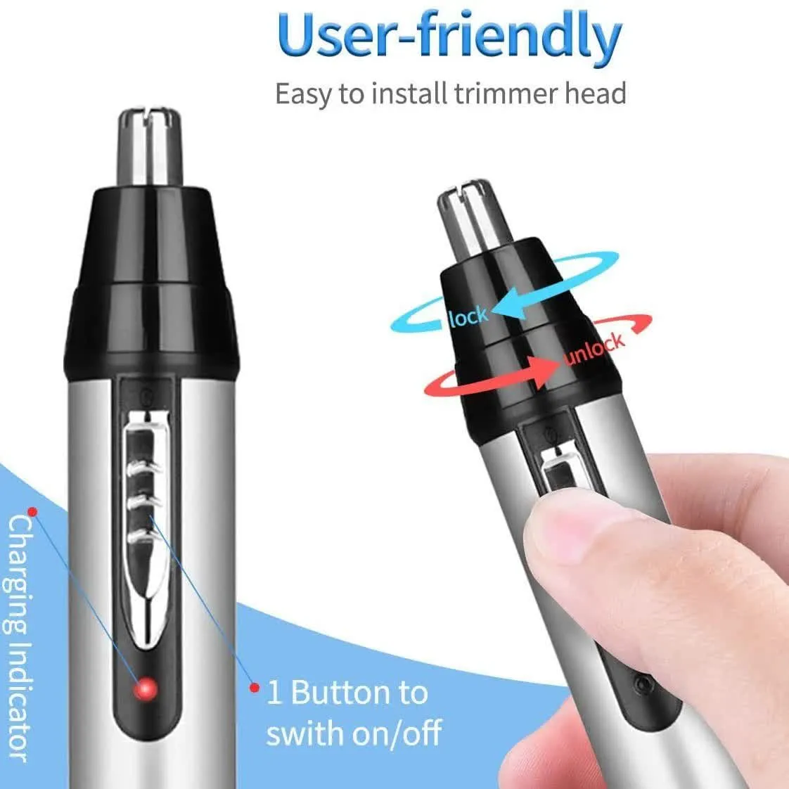 4-in-1 Electric Nose & Ear Hair Trimmer Set | USB Rechargeable Grooming Kit