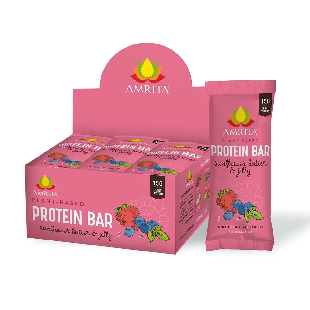 Amrita Bars Sunflower Butter & Jelly High Protein Bar - 36 bars x 2.12 oz