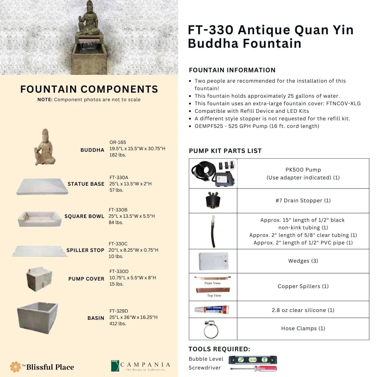 Antique Quan Yin Fountain Campania International