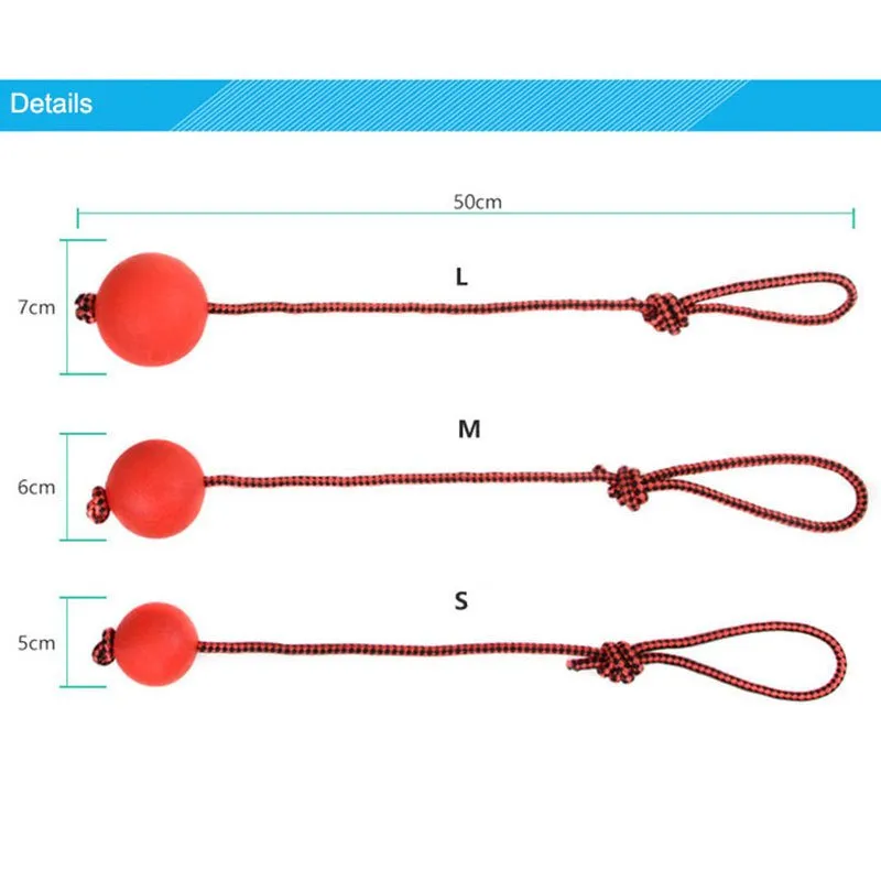 Bite Resistant Rubber Ball With Elastic Rope Dog Chew Toy