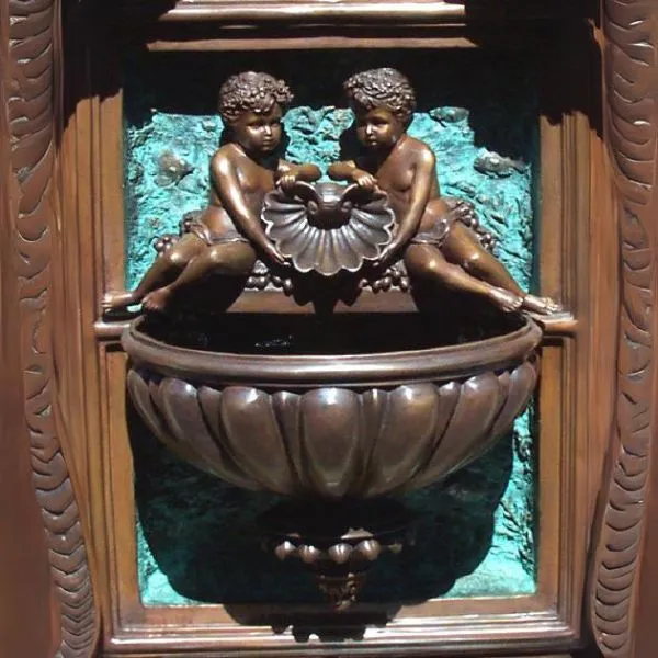 Bronze Cupid & Nymph Wall Fountain Metropolitan Galleries
