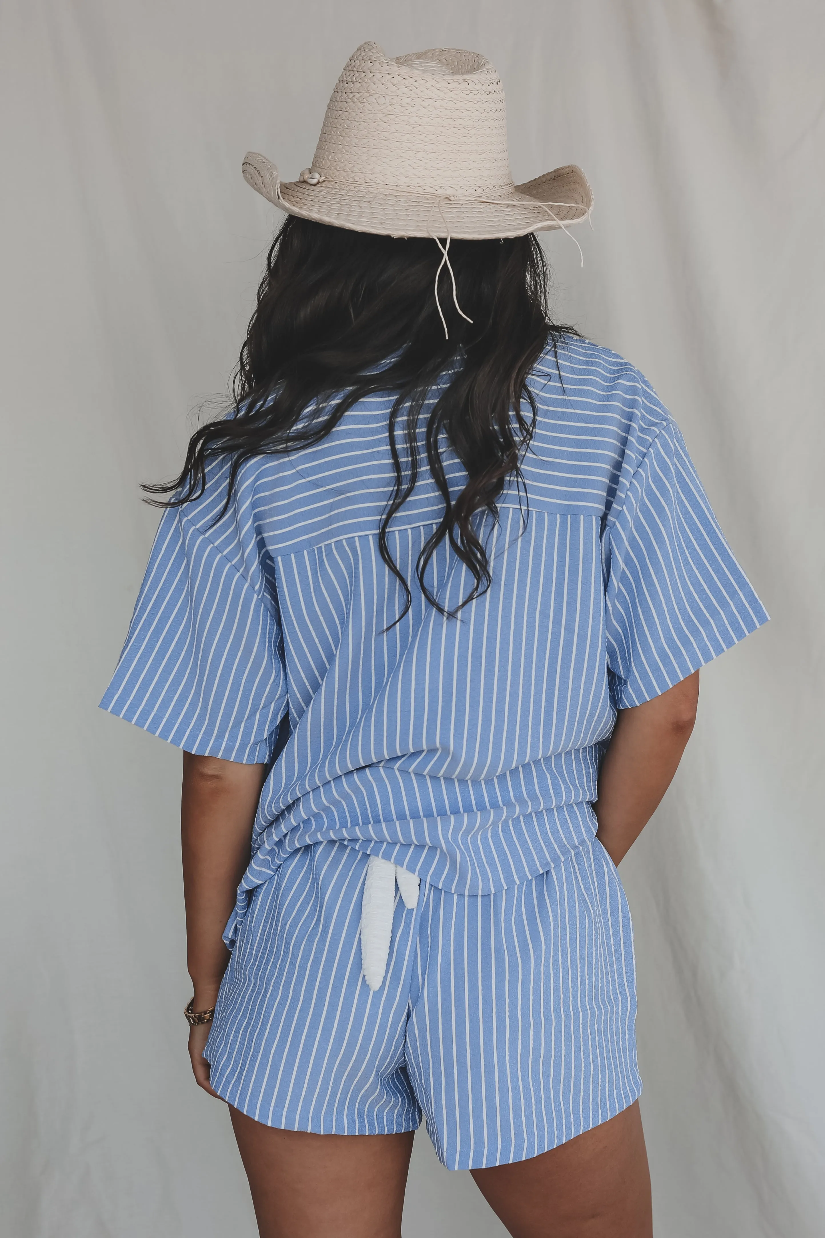 DEAL No Beach Blues Here Blue Striped Set