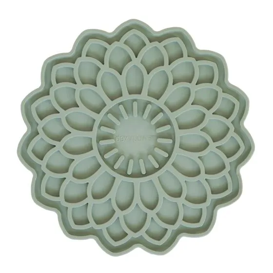 Dexypaws Blossom Flower Enrichment Licking Mat, Sage Green for Cat or Dog