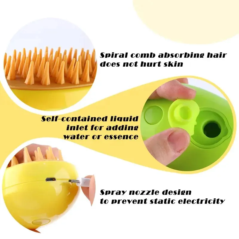Dog/Cat Steam Brush with Electric Spray - For Massage & Pet Grooming