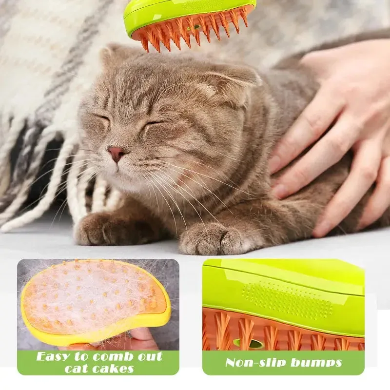 Dog/Cat Steam Brush with Electric Spray - For Massage & Pet Grooming