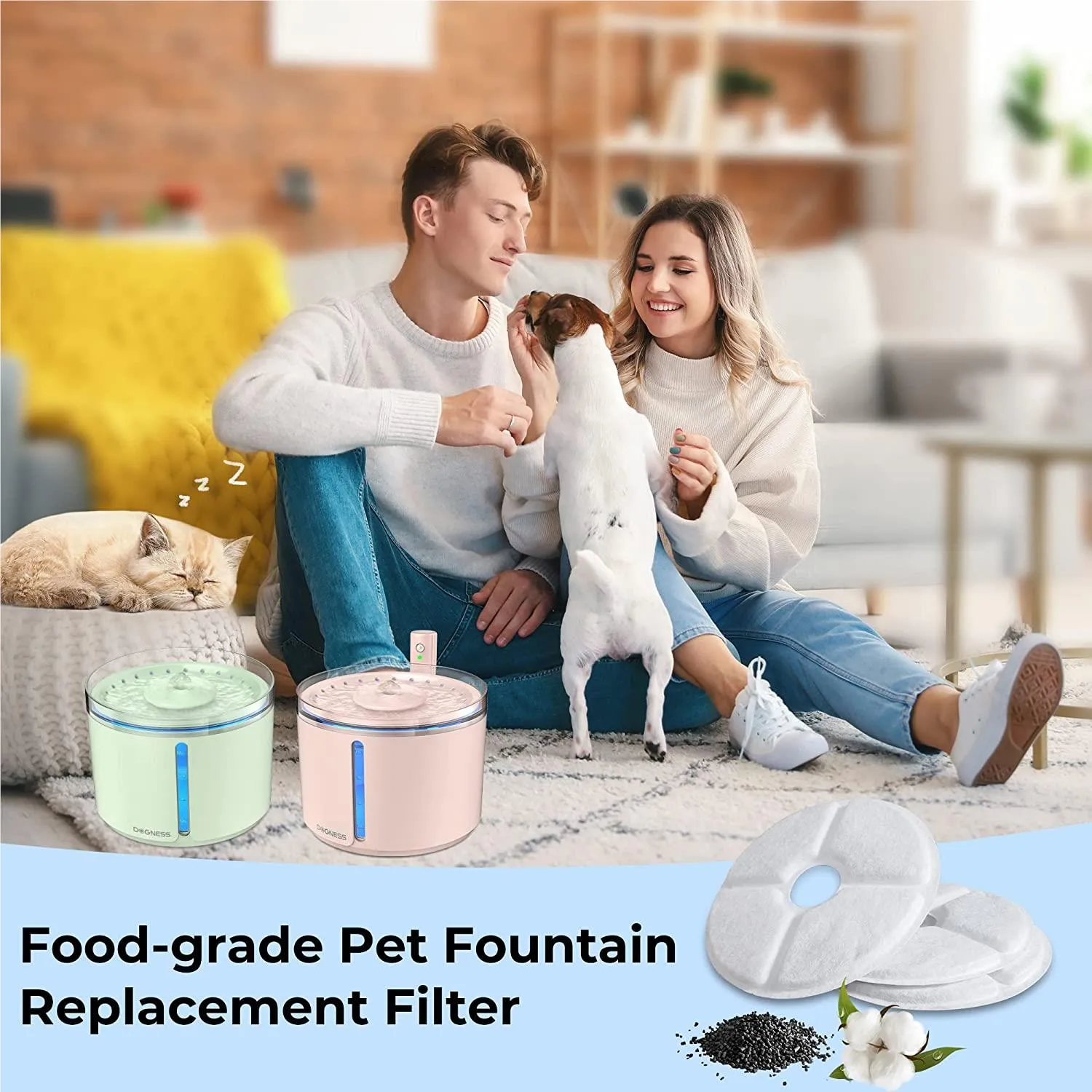 Dogness Fountain Filters for D07 D08 D09 Fountains (3 Pack)
