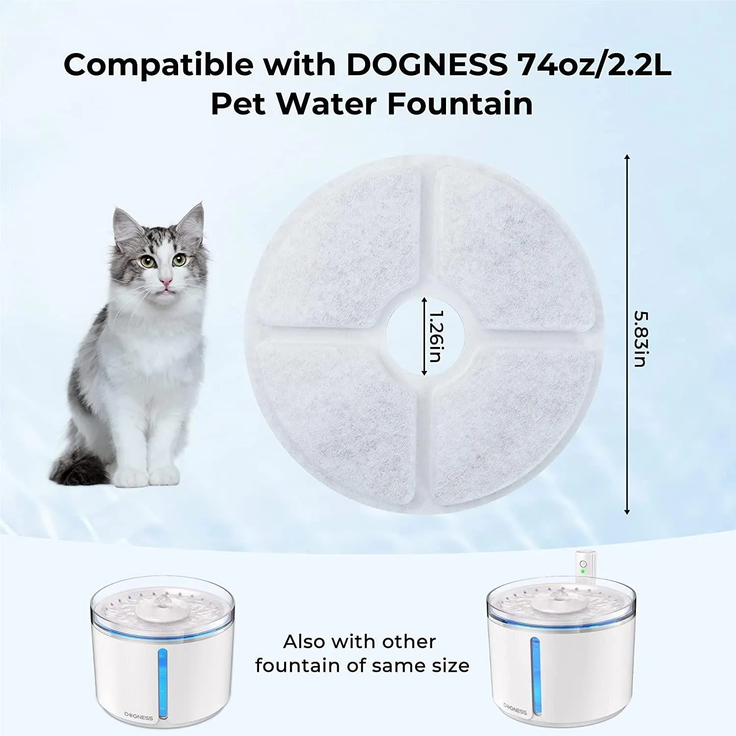 Dogness Fountain Filters for D07 D08 D09 Fountains (3 Pack)