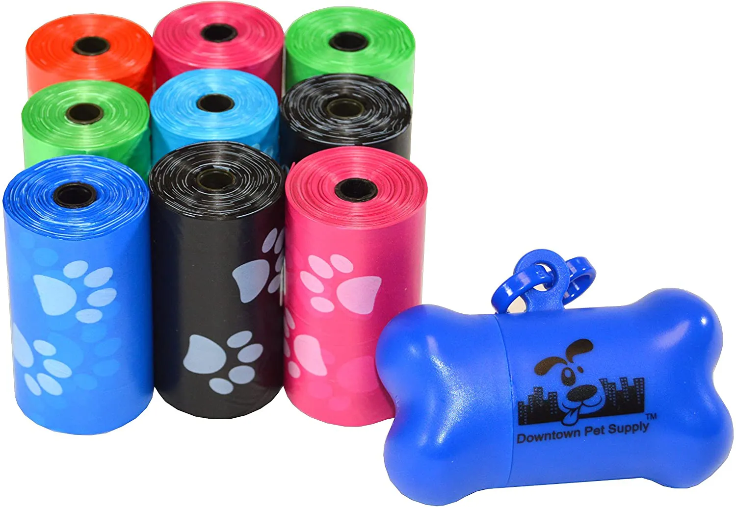 Downtown Pet Supply Dog Pet Waste Poop Bags with Leash Clip and Bag Dispenser - 180, 220, 500, 700, 880, 960, 2200 Bags