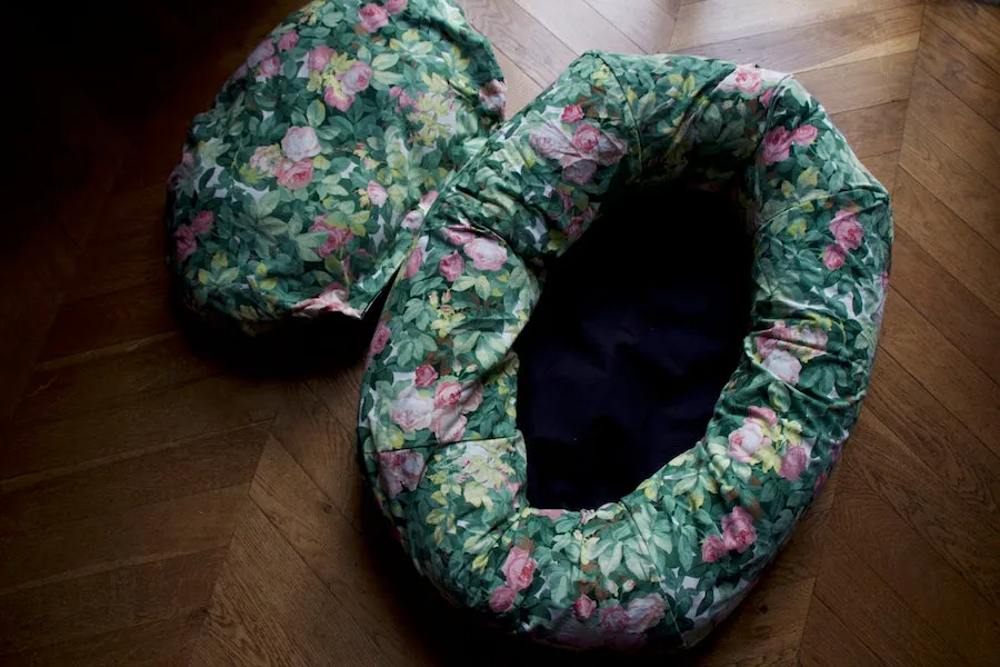 Green Floral Dog Bed