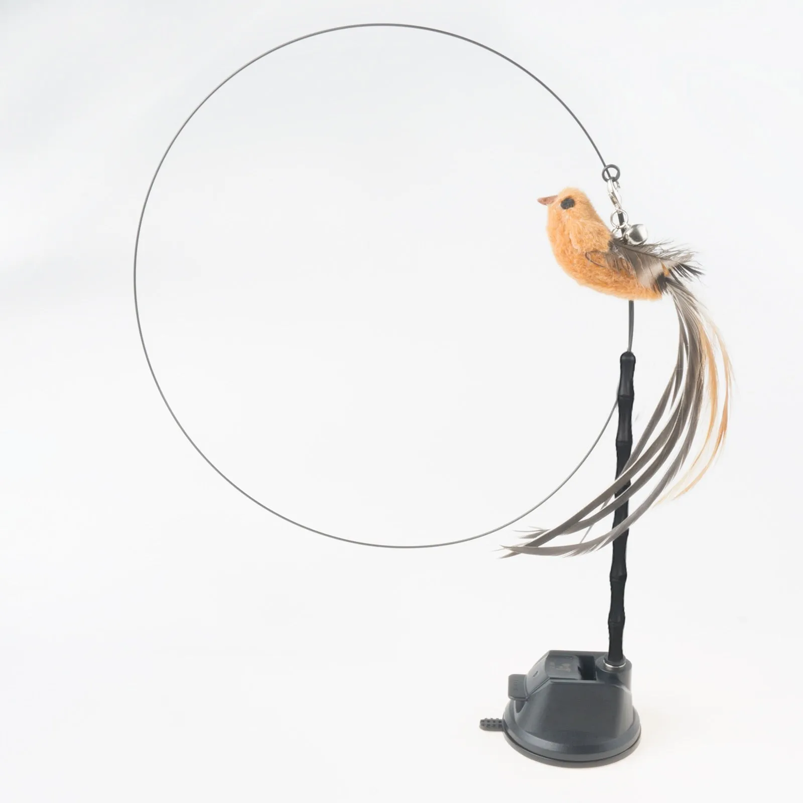 Handfree Bird/Feather Cat Wand with Bell Powerful Suction Cup Interactive Toys for Cats Kitten Hunting Exercise