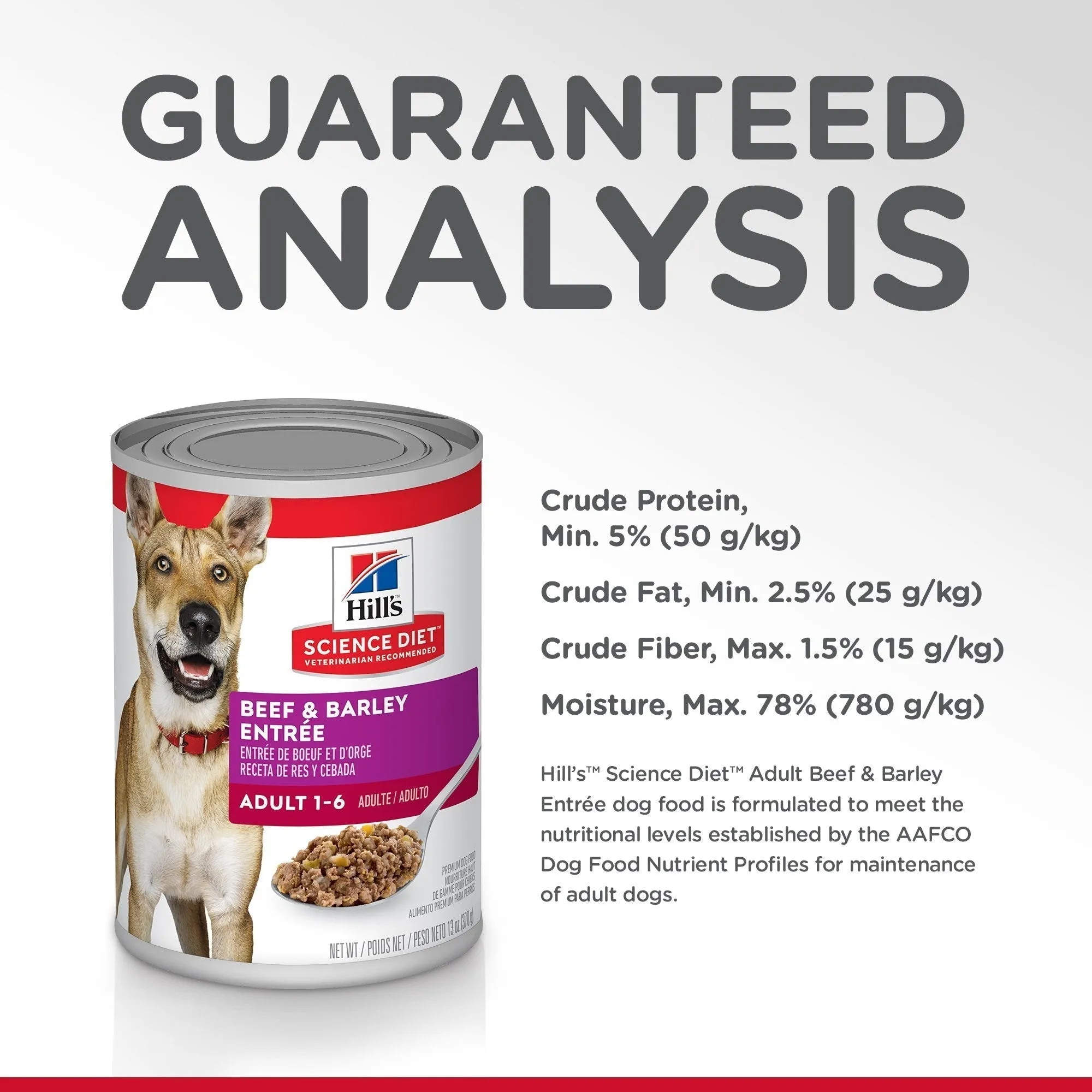Hills Science Diet Adult Beef and Barley Entree Canned Dog Food 363g