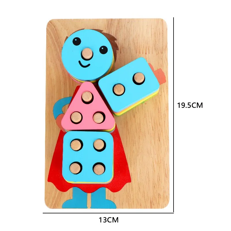 Interactive 3D Montessori Wooden Animal Puzzle for Age 0-6