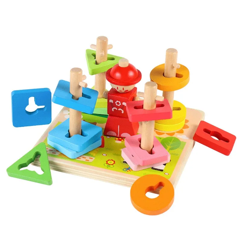 Interactive 3D Montessori Wooden Animal Puzzle for Age 0-6