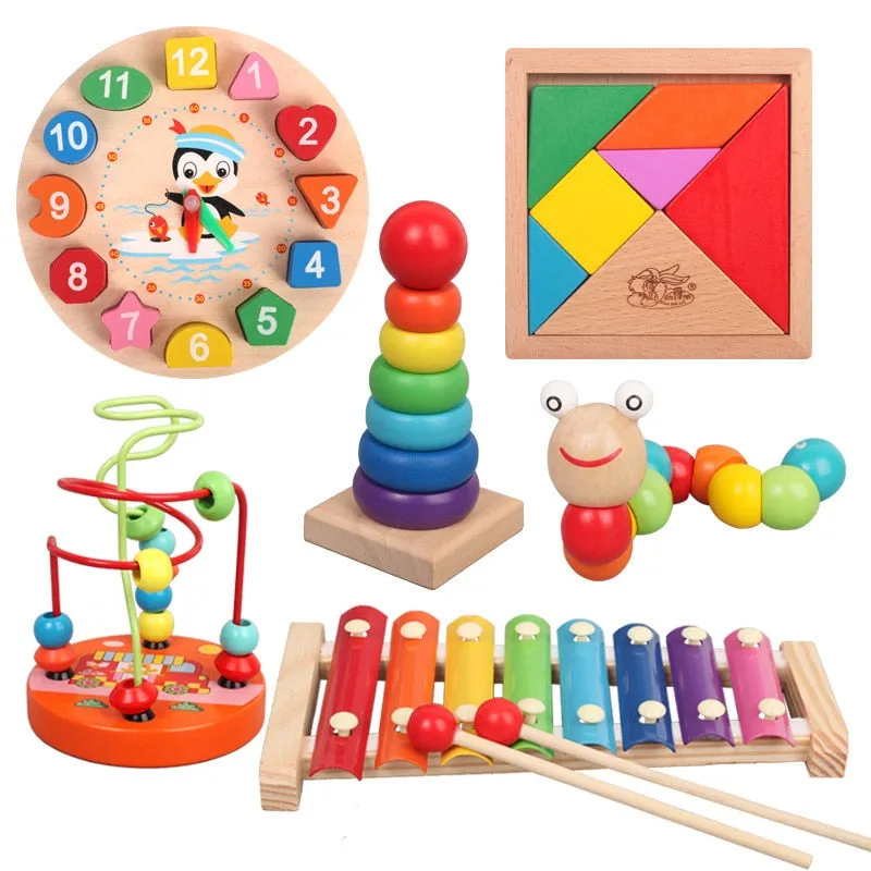 Interactive 3D Montessori Wooden Animal Puzzle for Age 0-6