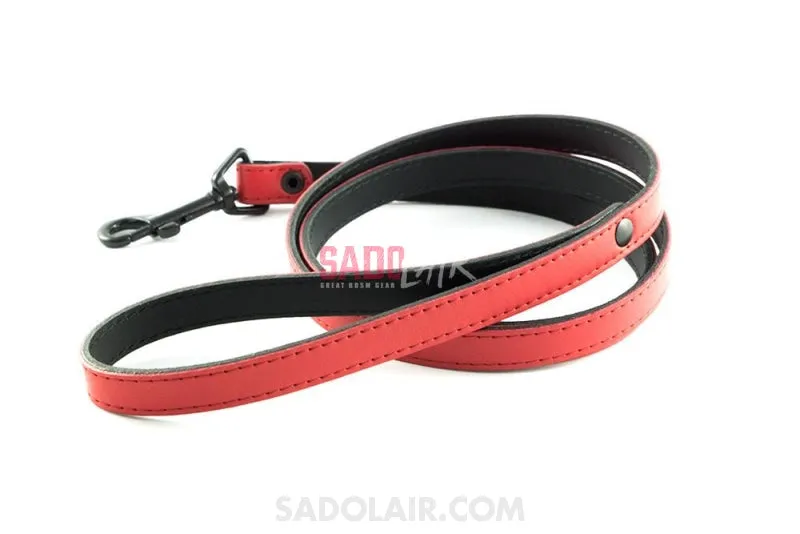 Leather leash - black/red