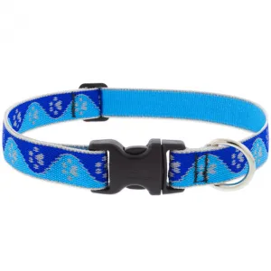 Lupine Adjustable Dog Collar 1" Wide X 16"-28" Neck Size High Lights Blue Paws