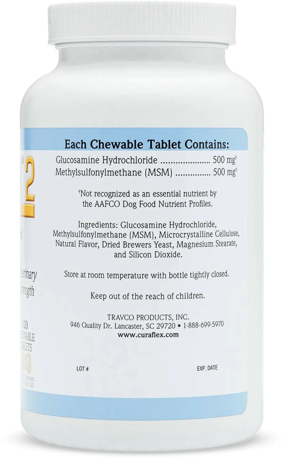 Nutramax Curaflex 2 Joint Health Supplement for Dogs, 120 Chewable Tablets