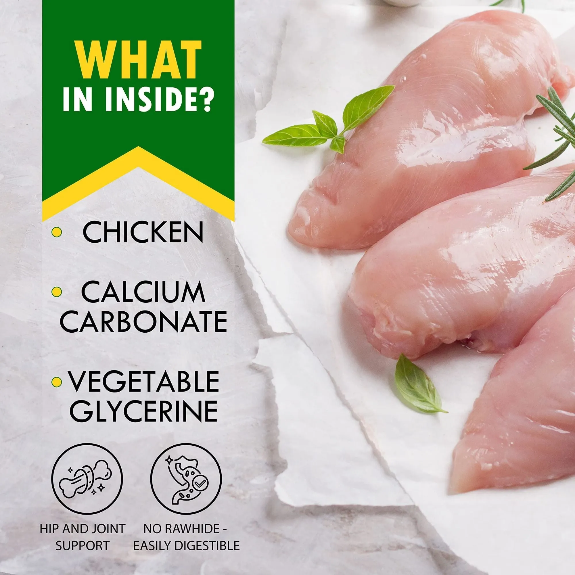 Organic Rawhide-Free Calcium Bones Wrapped with Chicken Treats for Dogs