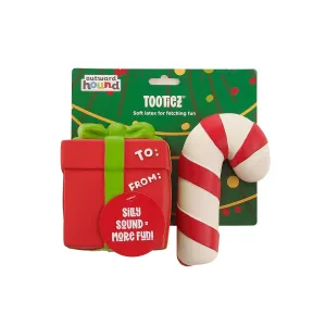 Outward Hound Tootiez Gift / Candy Cane Latex Rubber Dog Toy 2Pk
