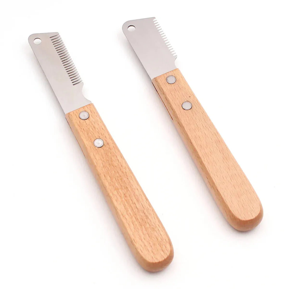 Professional Dog Grooming Stripping Knife with Wooden Handle