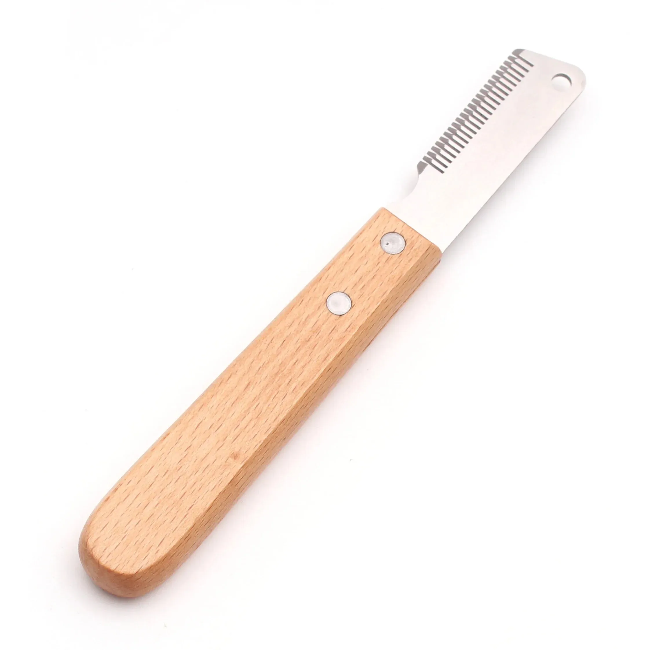 Professional Dog Grooming Stripping Knife with Wooden Handle