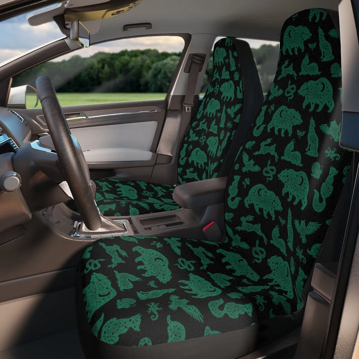 Sage Green Seat Covers for Cars, Boho Car Seat Cover, Hippie Car Accessories for Women, Celestial Witchy Snake Universal Vehicle Decor