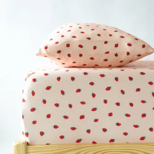 Strawberries Twin Sheet With Pillow Case
