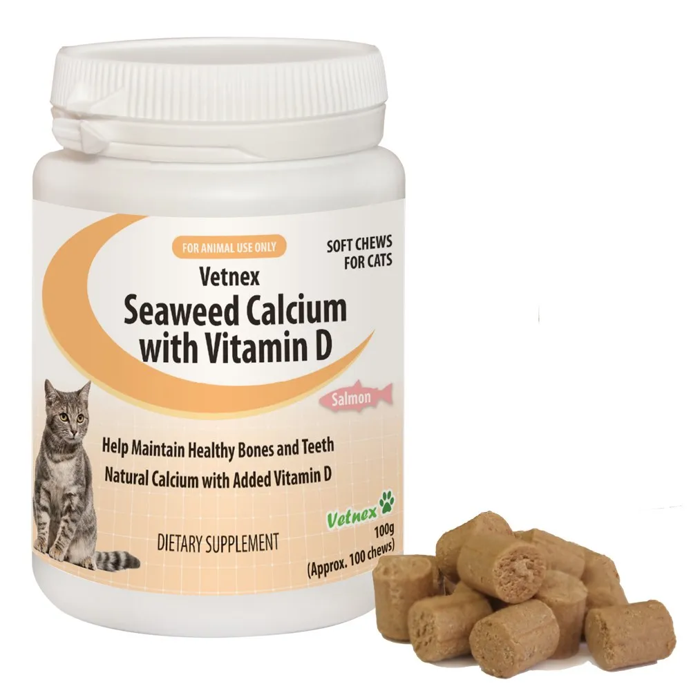 VetNex Seaweed Calcium with Vitamin D Salmon Chews Cat Supplement 100ct