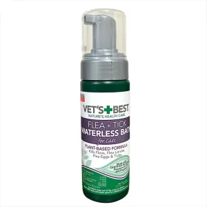 Vet's Best Flea & Tick Waterless Bath Foam for Cats - Flea-Killing Dry Shampoo for Cats - Plant-Based Formula - Certified Natural Oils - 5 oz