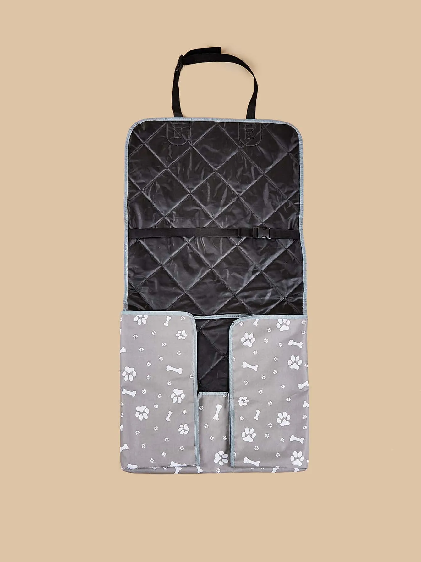 Waterproof Grey Pet Car Seat Cover With Pattern Design, Scratch Resistance