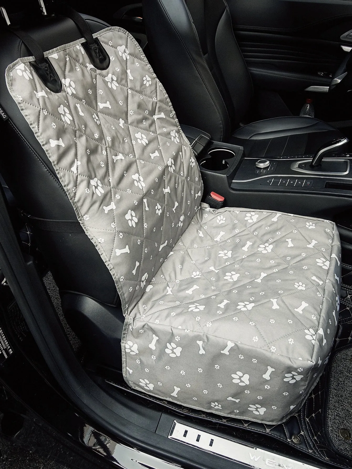 Waterproof Grey Pet Car Seat Cover With Pattern Design, Scratch Resistance