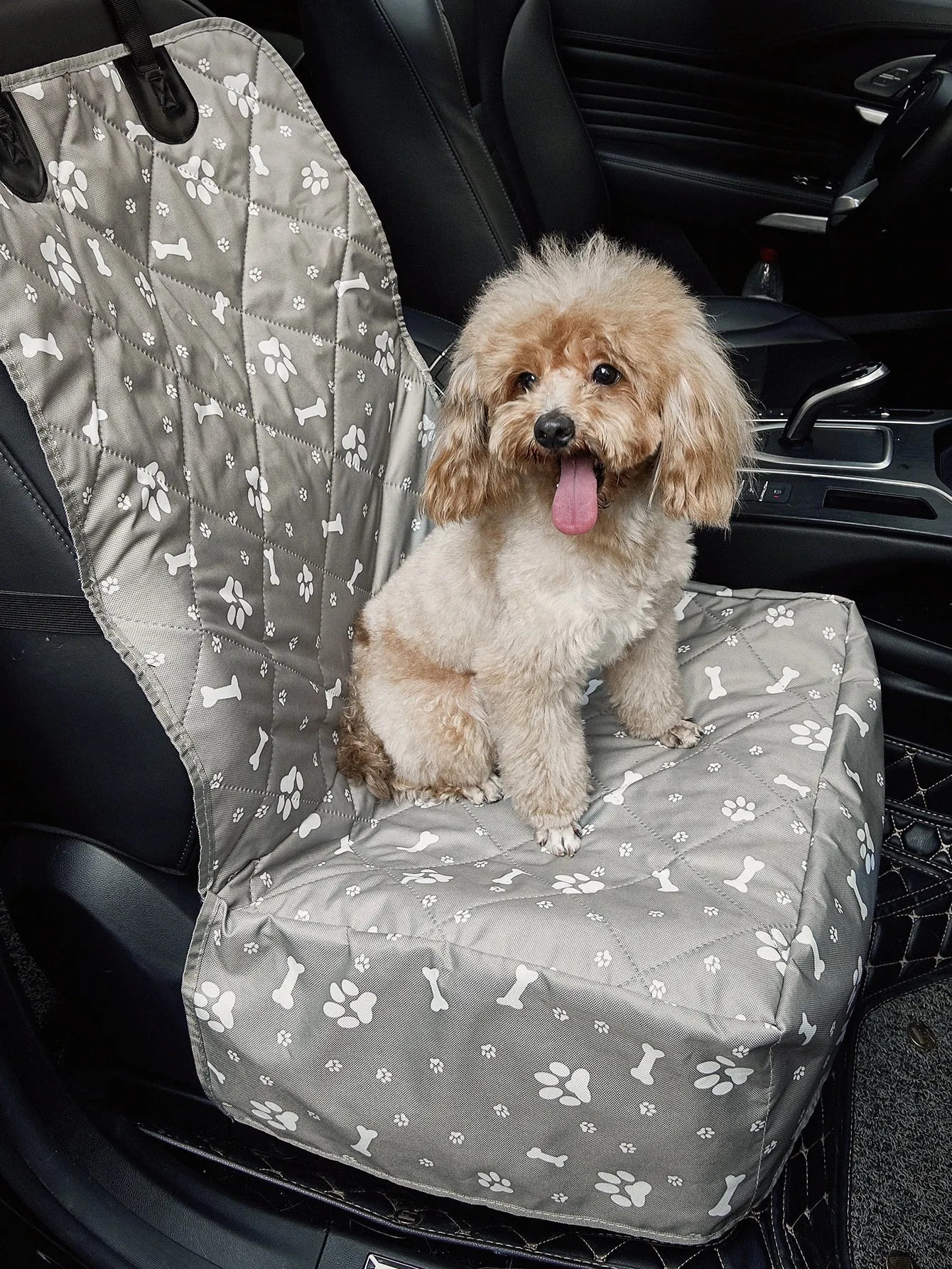 Waterproof Grey Pet Car Seat Cover With Pattern Design, Scratch Resistance