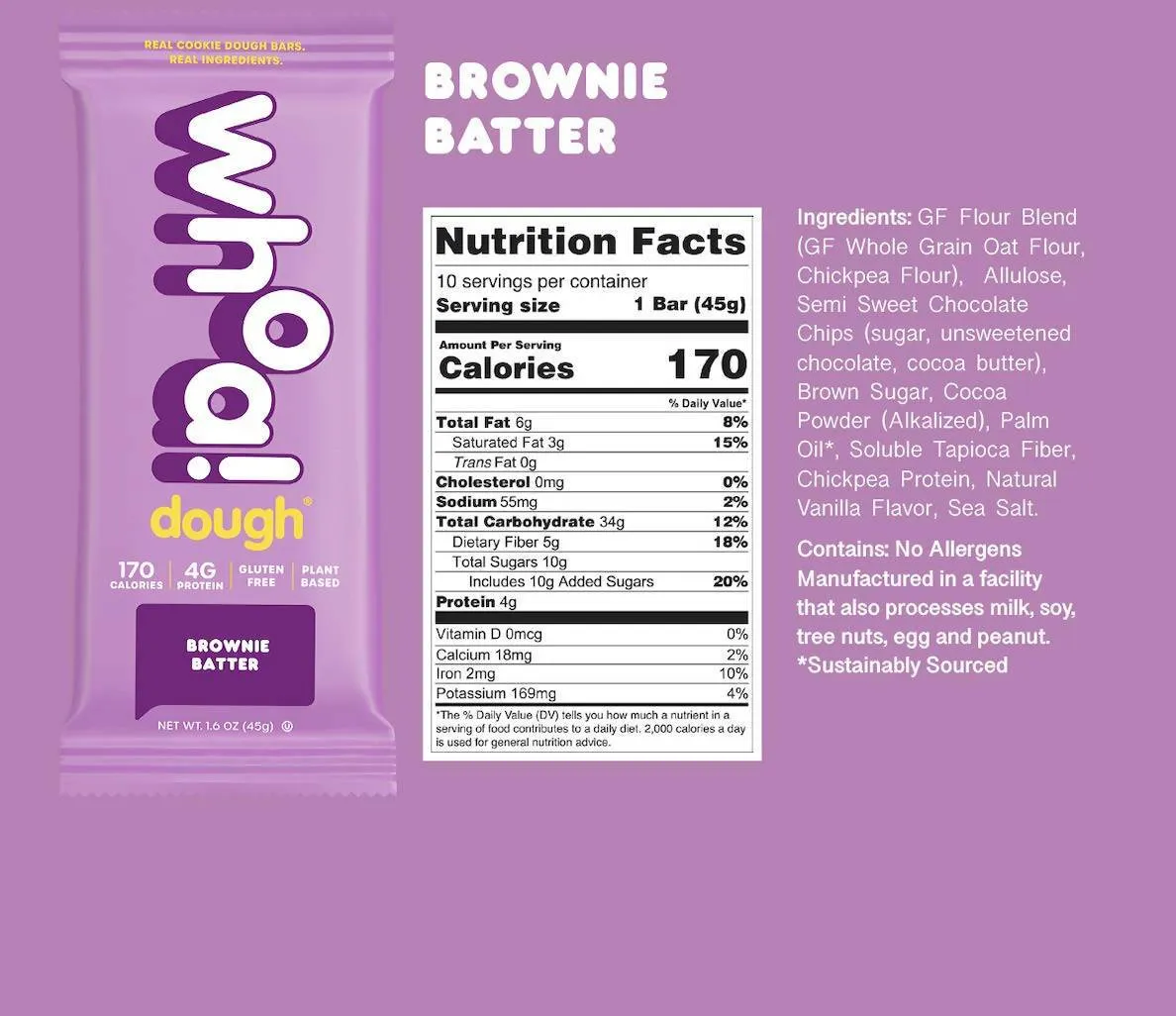 Whoa Dough Brownie Batter Bars - 100 x 1.6oz