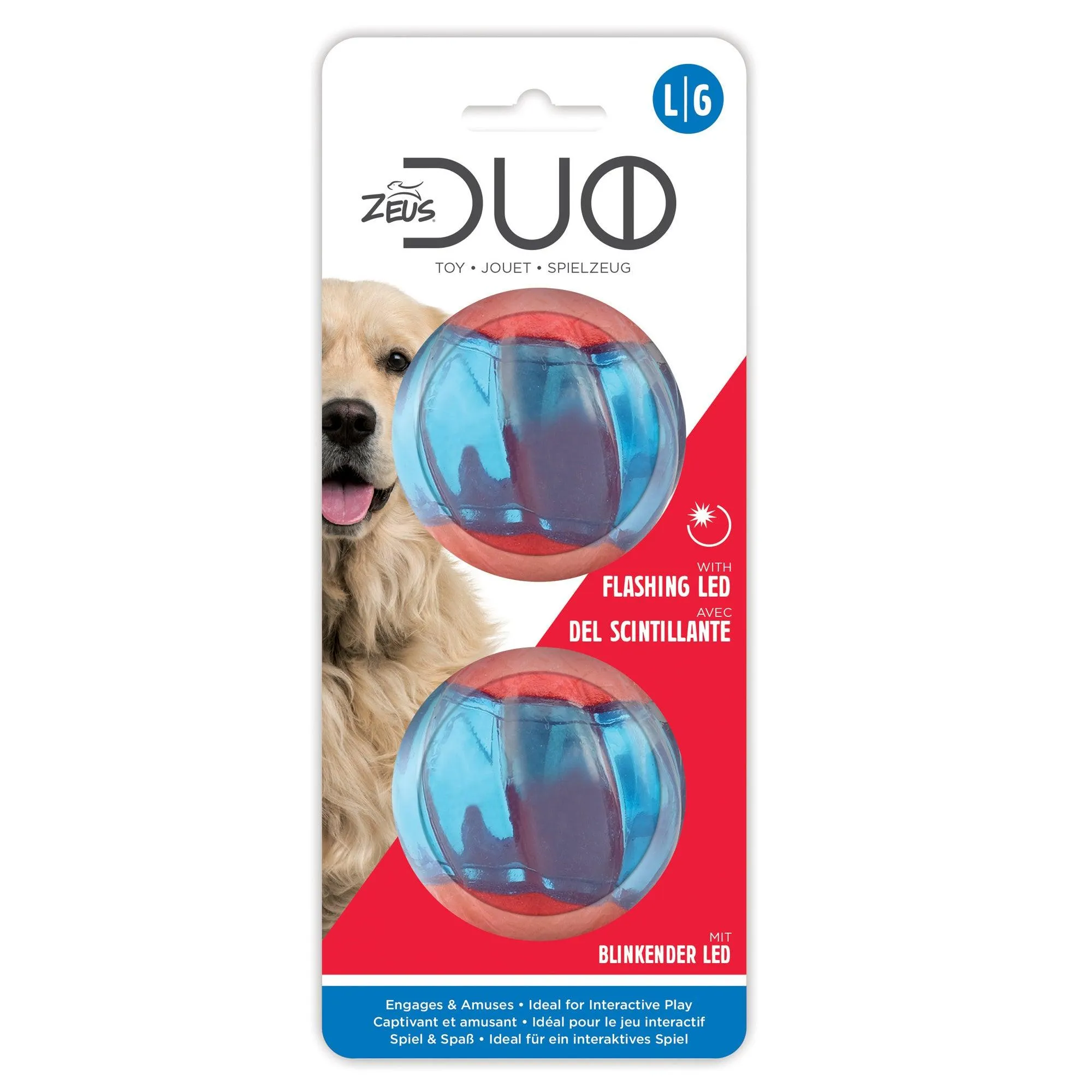 Zeus Duo Dog Toy Ball With Flashing LED